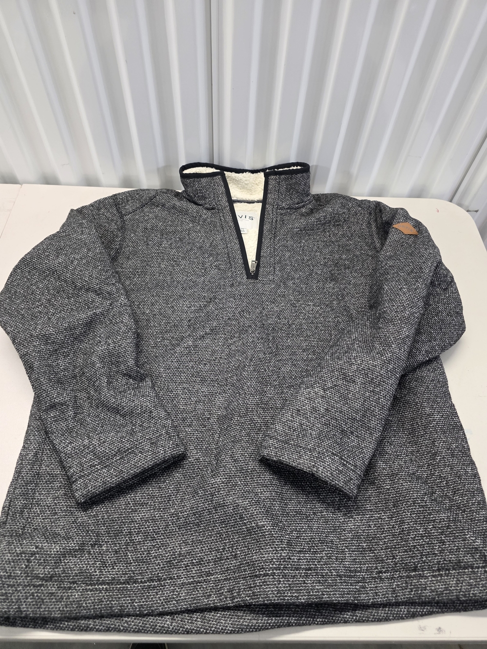 Orvis Men's Size XL Gray Quarter Zip Pullover Fleece Lined Outdoors rugged